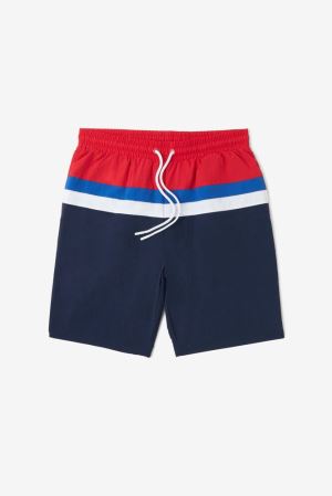 FILA Charlie Swim Shorts Navy / Red / White,Mens Clothing | CA.HJAMUC139